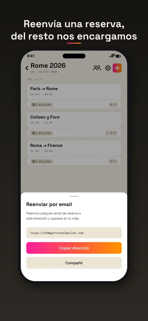 Reenvío de un email de reserva